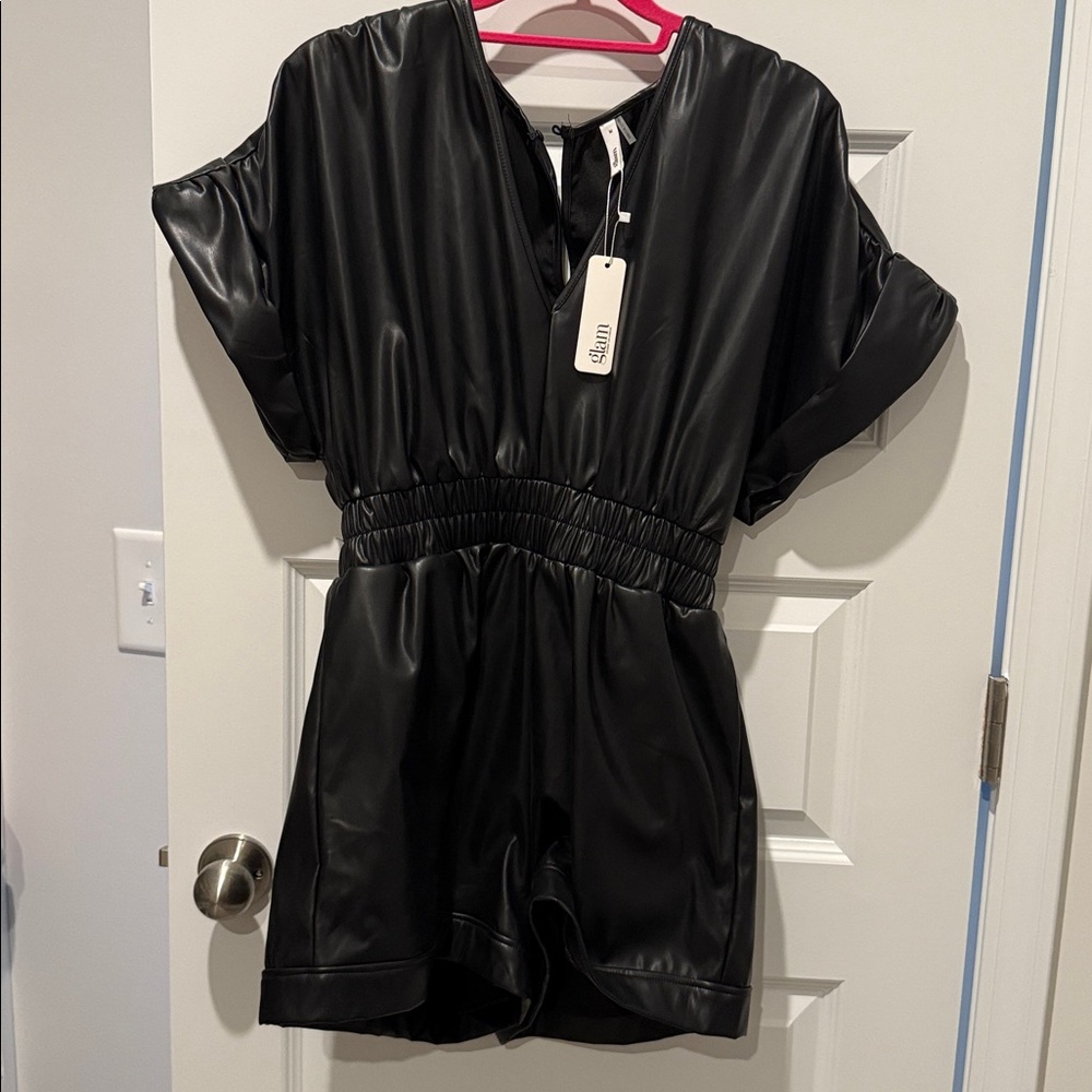 Black Satin Romper